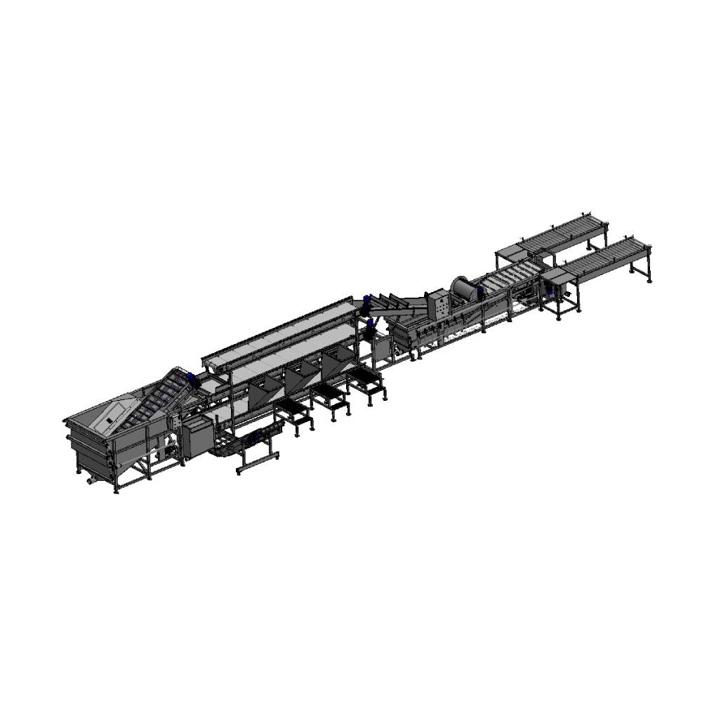 Impianto con vasca scarico bins, vasca di lavaggio e cernita manuale